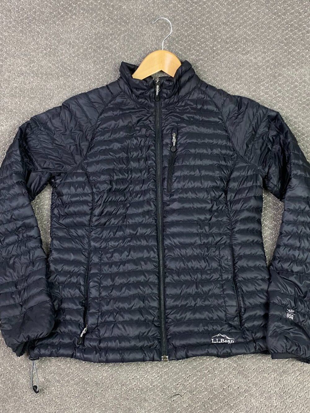 LL Bean Ultralight 850 Down Sweater Puffer Jacket Womens Small Black Downtek